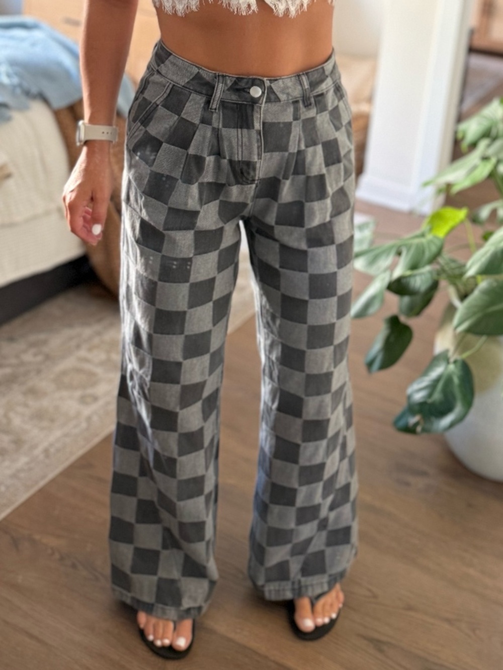 HOT TO GO CHECKED DENIM JEANS - Krush Kandy Size 4